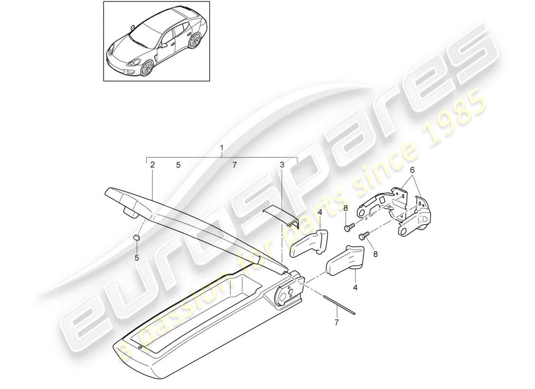 porsche 2010 (cayenne e1 9pa) bracciolo centrale schienale del sedile posteriore diagramma delle parti