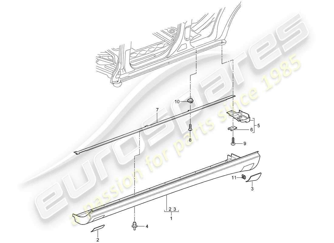 porsche 2005 (cayenne e1 9pa) diagramma delle parti trims