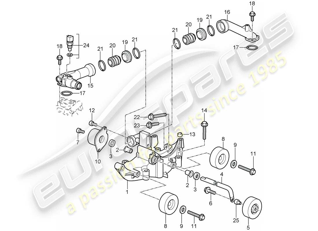 porsche 2007 (997-1 gt3) schema delle parti del tendicinghia