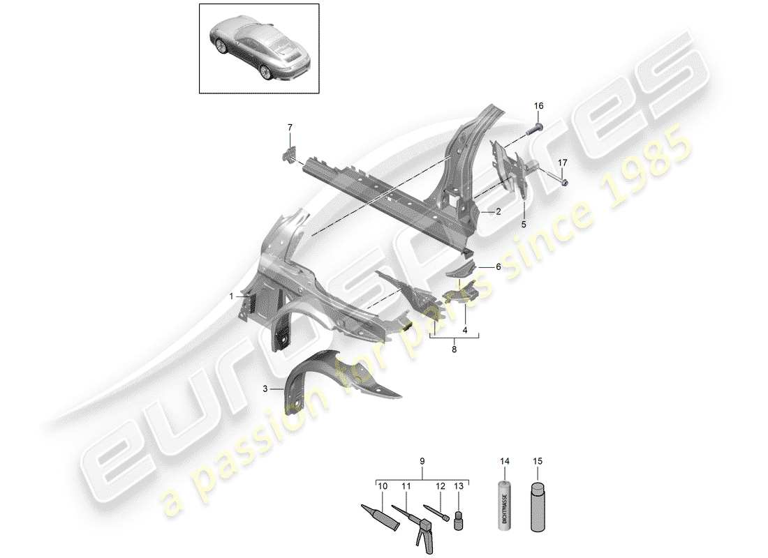porsche 2020 (991-2) pannello laterale diagramma delle parti