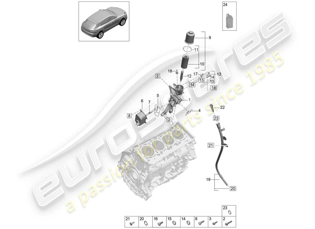 porsche 2020 (macan) schema delle parti filtro olio