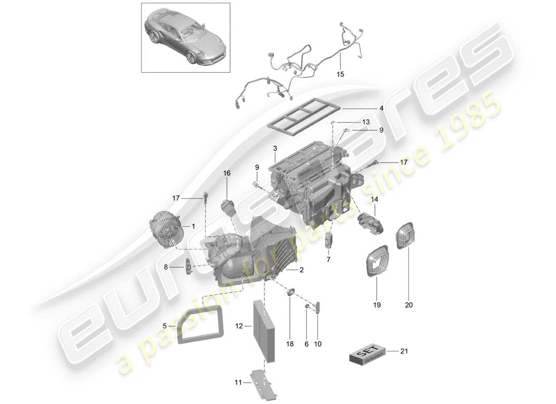 porsche 991 turbo (2019) condizionatore diagramma delle parti