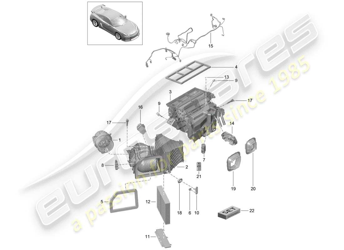 porsche 2016 (981 cayman gt4) schema delle parti del condizionatore d'aria