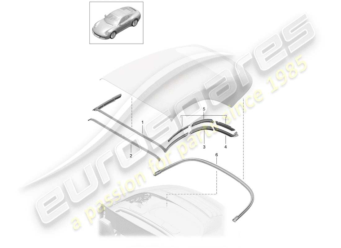 porsche 2020 (991-2) tetto convertibile diagramma delle parti