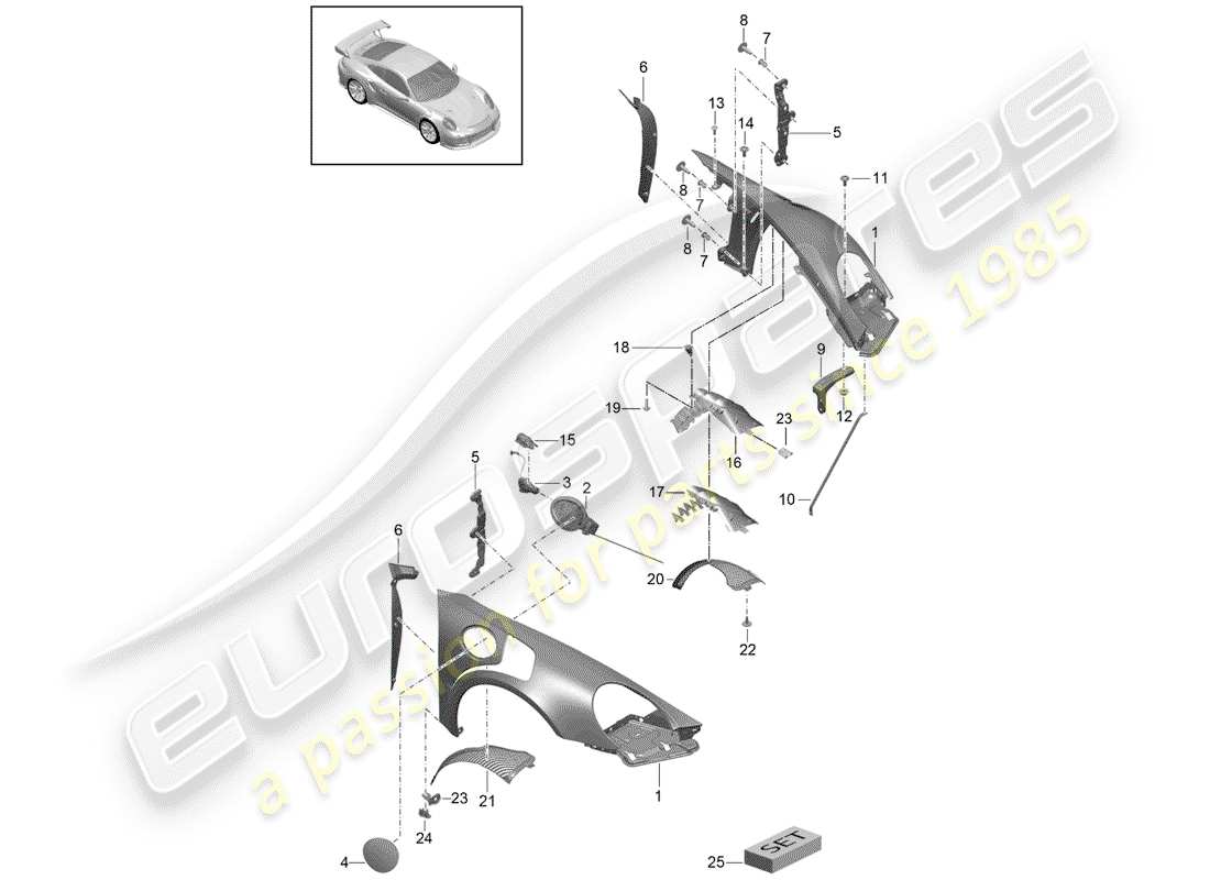 porsche 2014 (991-1 turbo) parafango diagramma delle parti