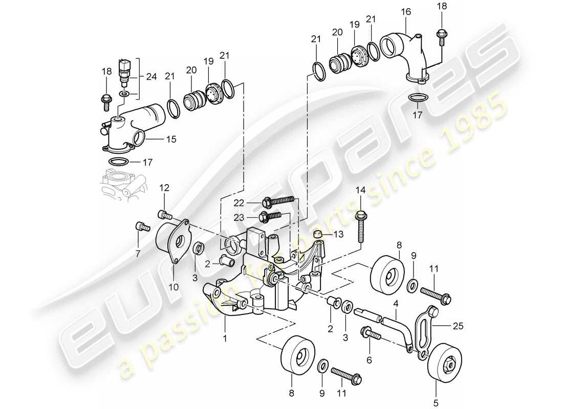porsche 2009 997-2 turbo / gt2 schema delle parti del tendicinghia