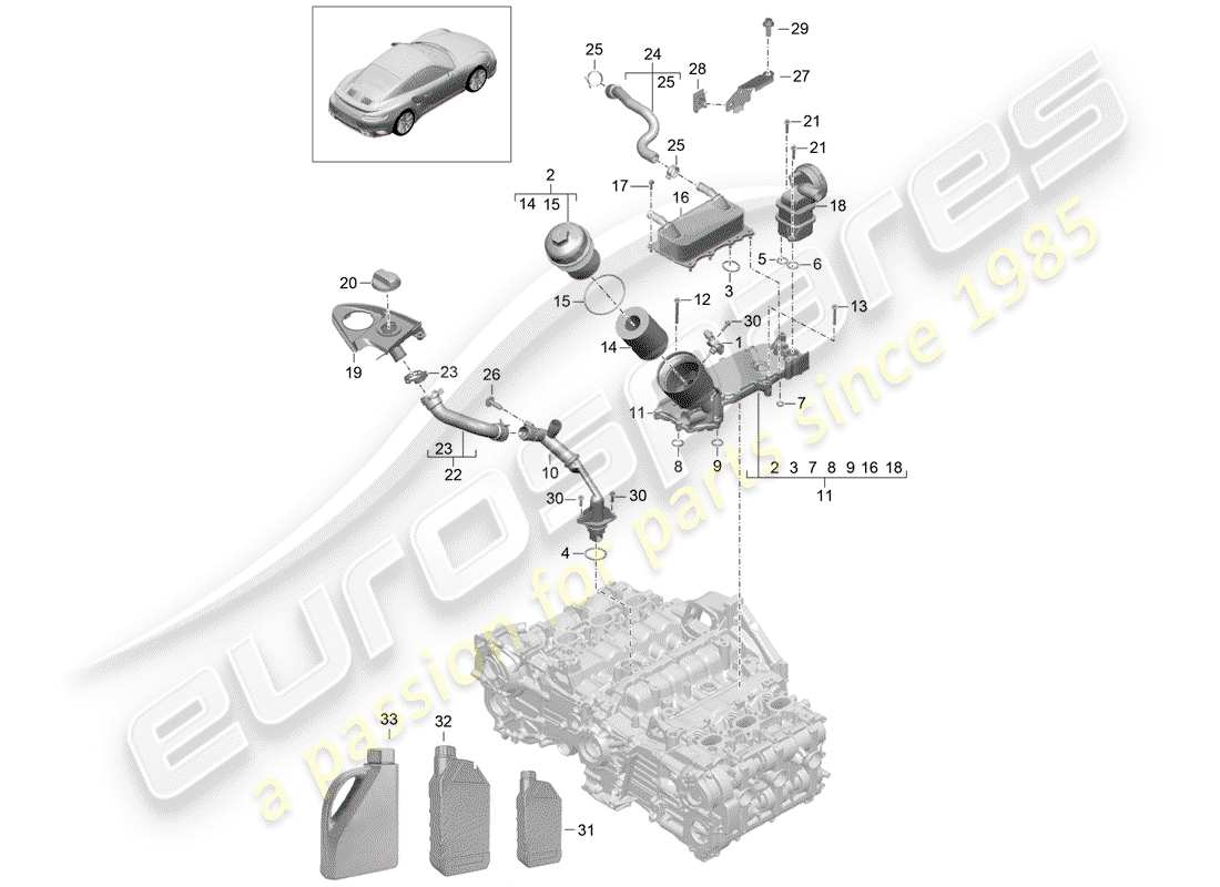 porsche 2015 (991-1 turbo) schema delle parti filtro olio