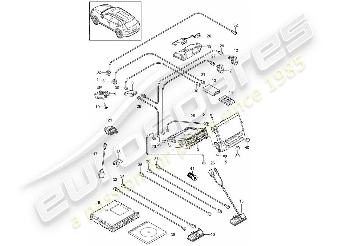 porsche 2014 (cayenne e2 92a) schema delle parti dell'unità operativa