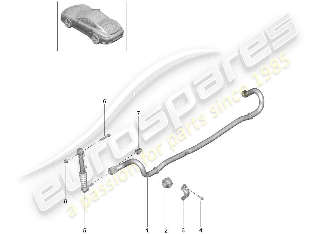 porsche 2019 (991-2 turbo) diagramma delle parti stabilizzatore