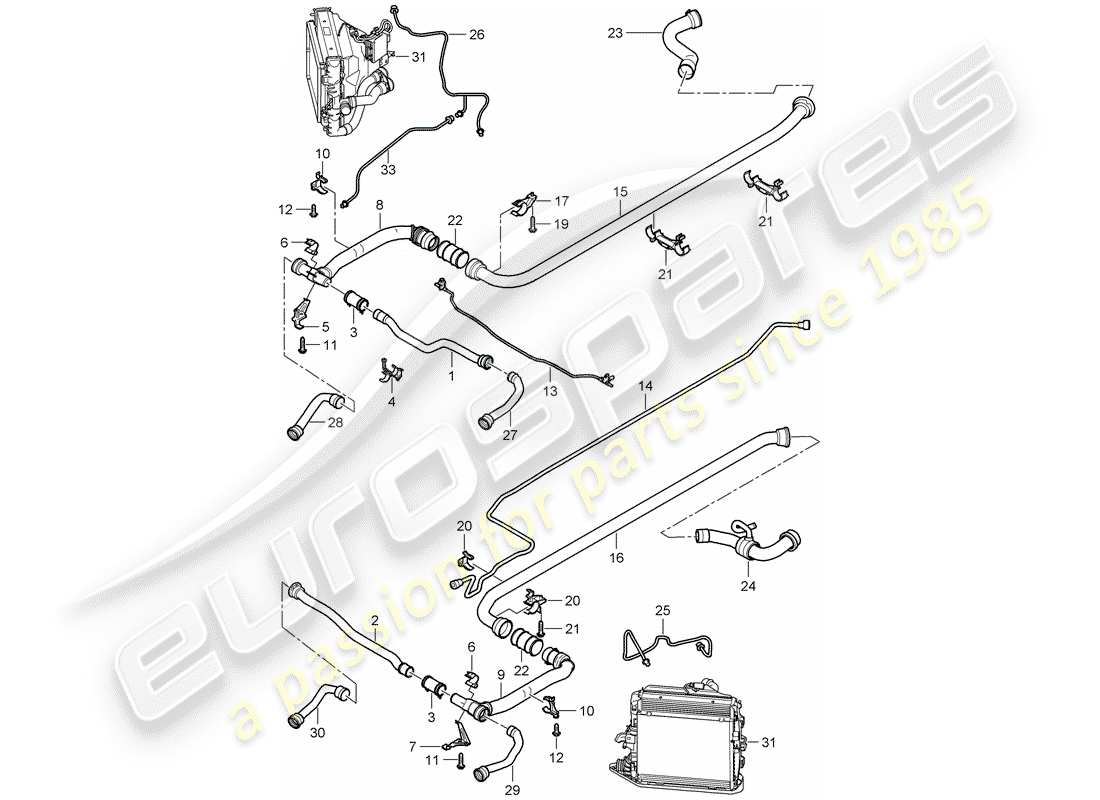 porsche 2008 (997-1 gt3) raffreddamento ad acqua 2 diagramma delle parti