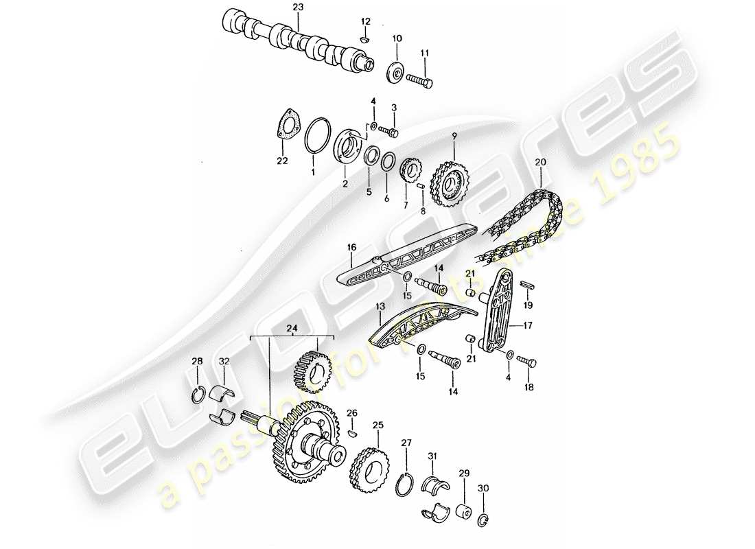porsche 1990 (964) controllo della valvola diagramma delle parti