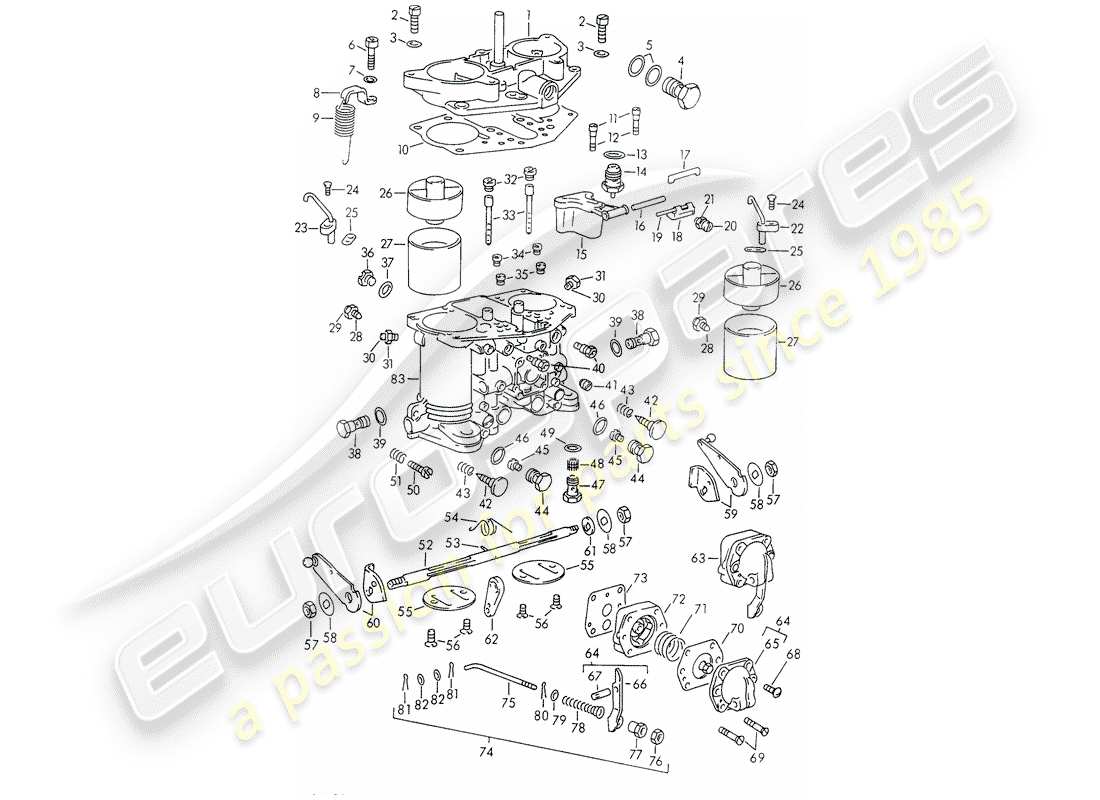 porsche 1966 (911/912) parti singole - per - carburatore - solex-40 pii-4 - d >> - mj 1968 schema delle parti
