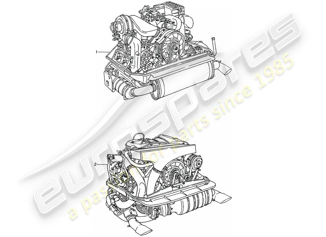 porsche 1990 (964) motore di ricambio - pronto per l'installazione schema delle parti
