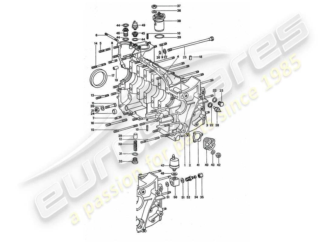 porsche 1976 (911 turbo) basamento diagramma delle parti