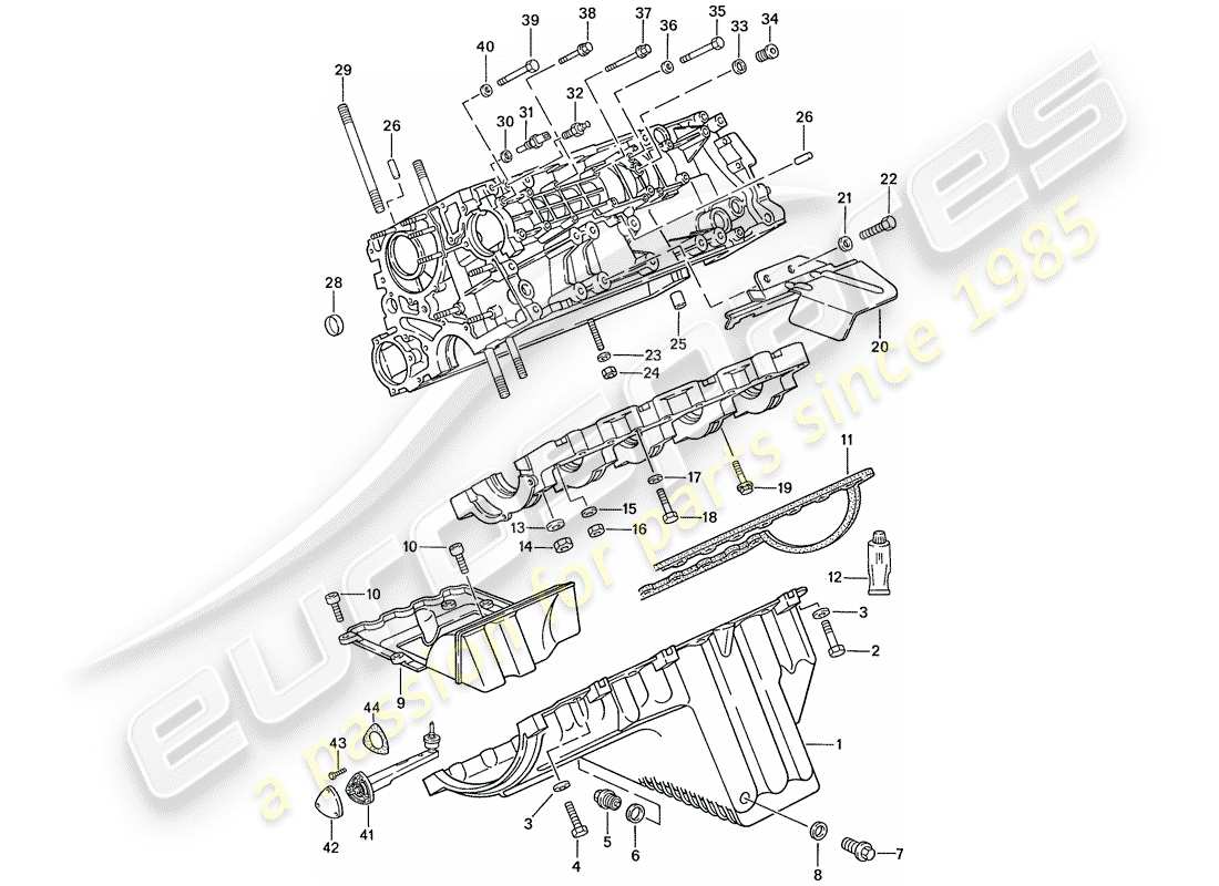 porsche 1990 (944) basamento - fissaggi - set di riparazione per manutenzione - vedi illustrazione: diagramma delle parti