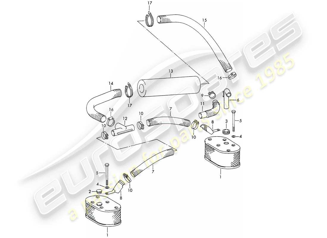 porsche 1966 (911/912) filtro aria a bagno d'olio - per veicoli con - 5-speed - trasmissione - non per: - (i),(f) - per - (usa) - m 075 0001 >> schema delle parti