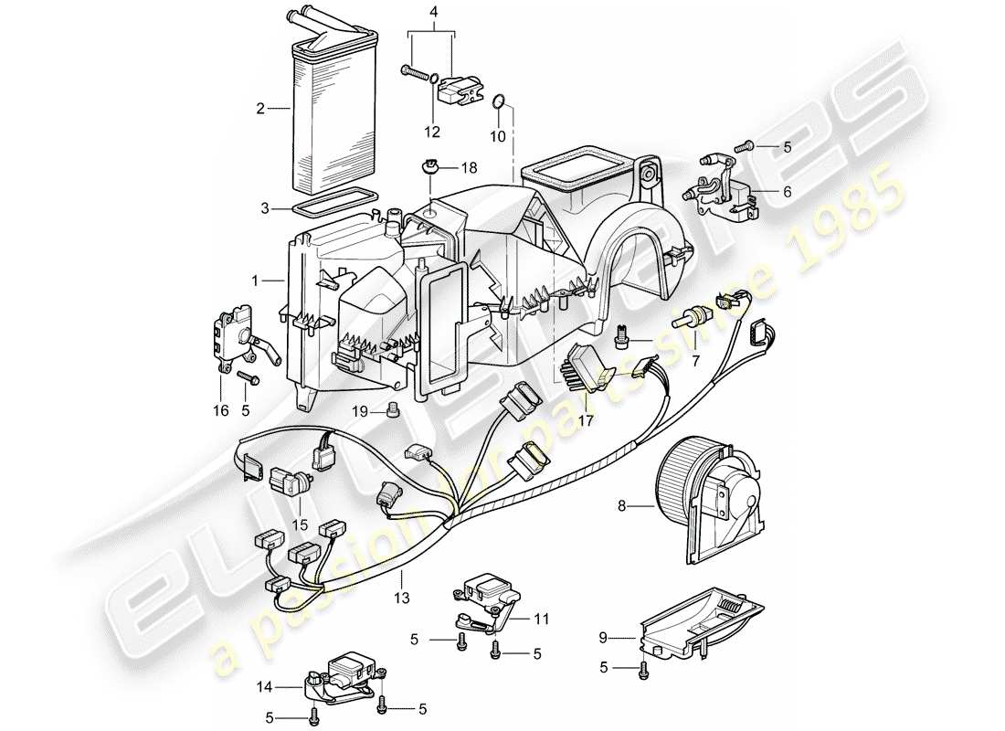 porsche 2003 (986 boxster) corpo distribuzione aria - parti singole diagramma delle parti