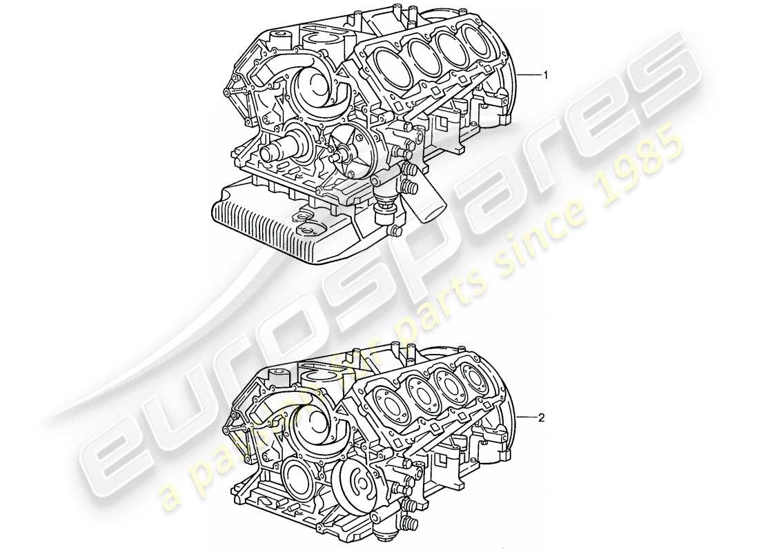 porsche 1989 (928) motore di ricambio - motore corto - carter diagramma delle parti