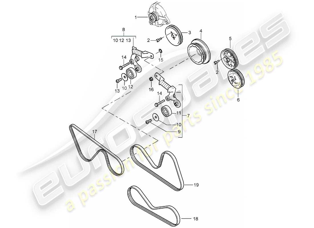 porsche 2004 (carrera gt) tenditore cinghia - trasmissione a cinghia schema delle parti