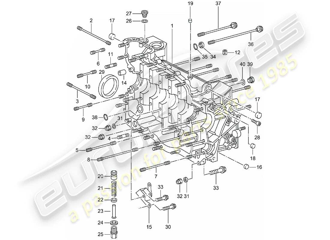 porsche 2004 (996 turbo / gt2) basamento diagramma delle parti