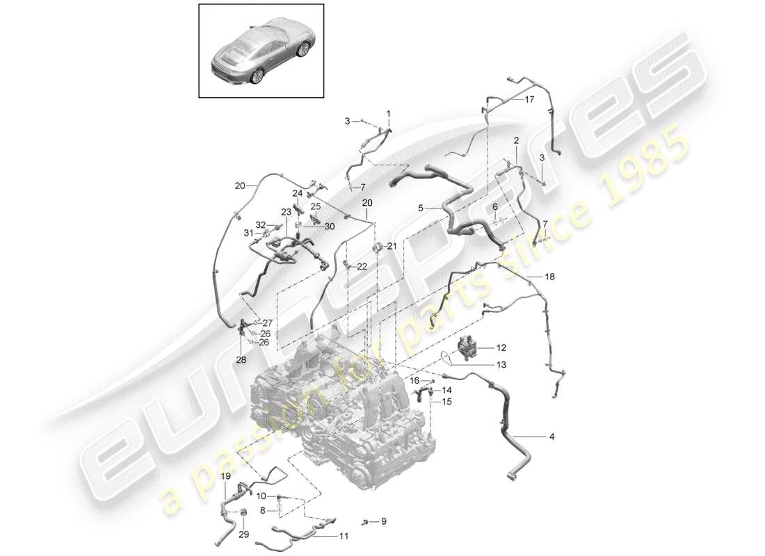 porsche 2017 (991-2) sfiato del carter diagramma delle parti