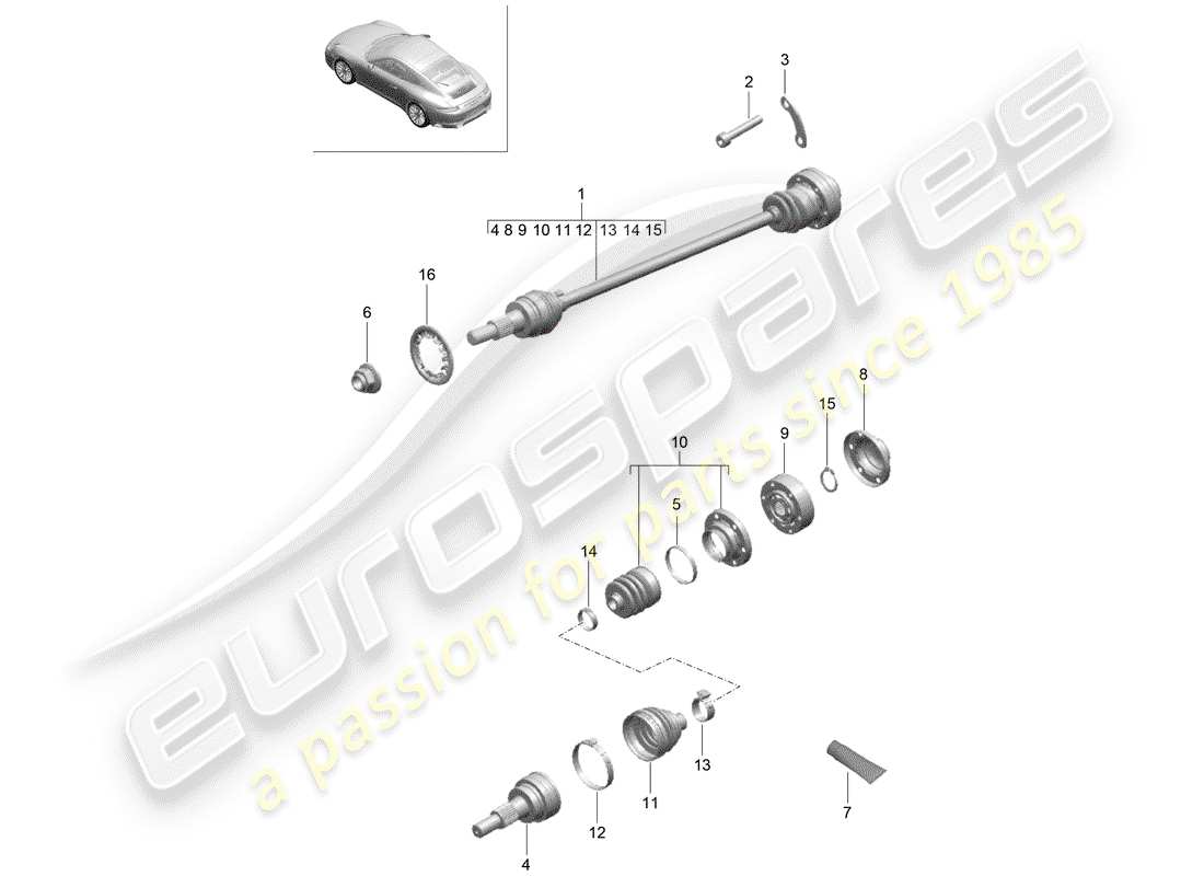 porsche 2017 (991-2) albero di trasmissione diagramma delle parti