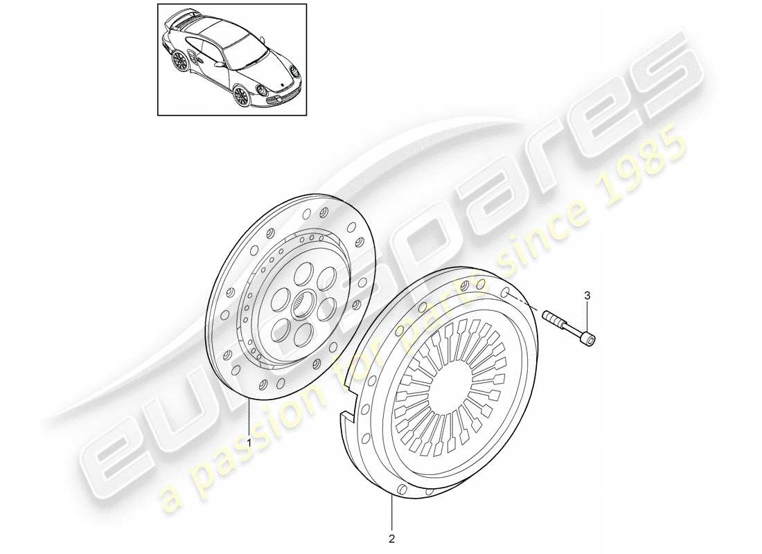 porsche 2011 (997-2 turbo / gt2 rs) diagramma della parte della frizione