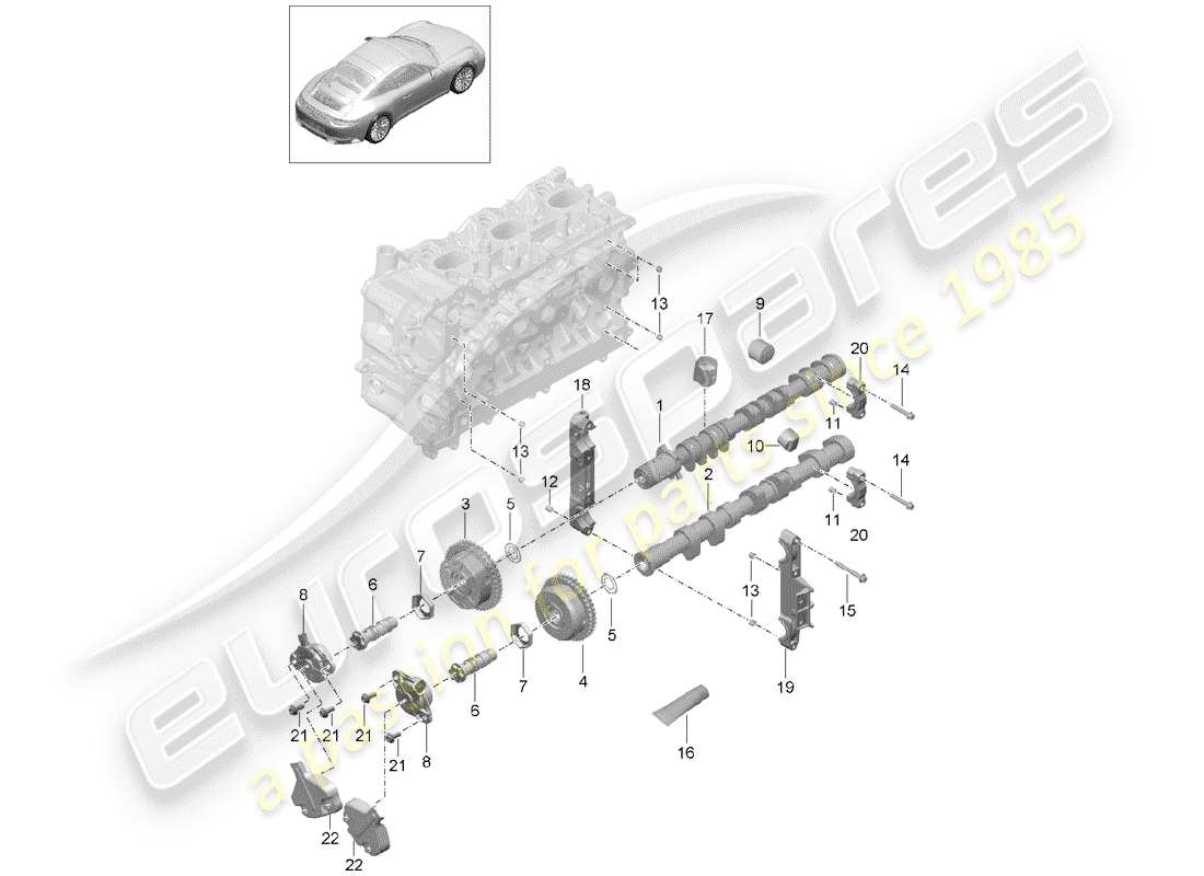 porsche 2017 (991-2) diagramma delle parti dell'albero a camme