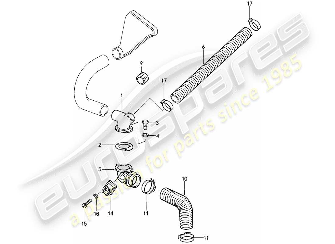 porsche 1987 (911) schema delle parti del condotto dell'aria di raffreddamento