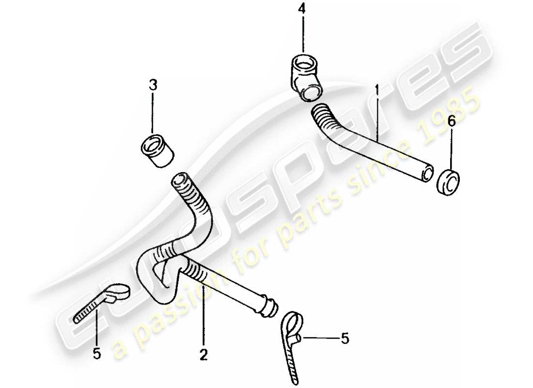 porsche 2004 (996) tubo scarico acqua - fissaggi - assorbitore acqua - riscaldatore - contenitore distribuzione aria schema particolare