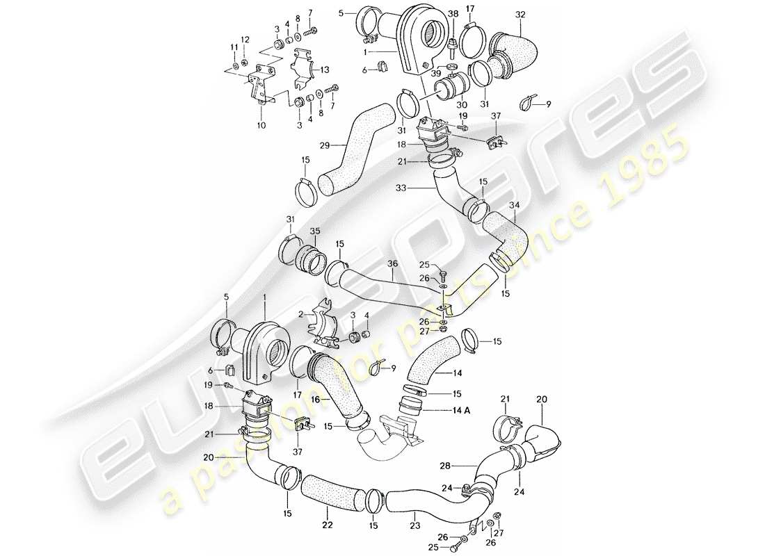 porsche 1990 (964) ventilatore aggiuntivo diagramma delle parti