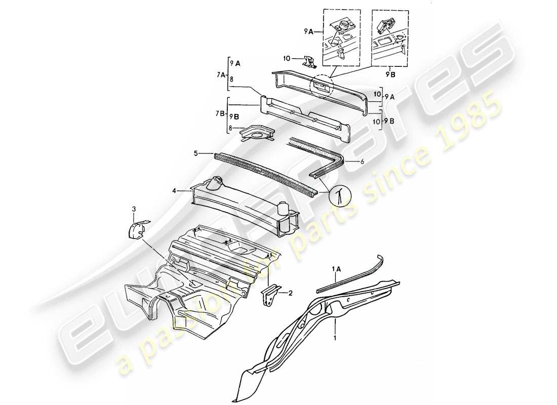porsche 1990 (964) diagramma delle parti del telaio