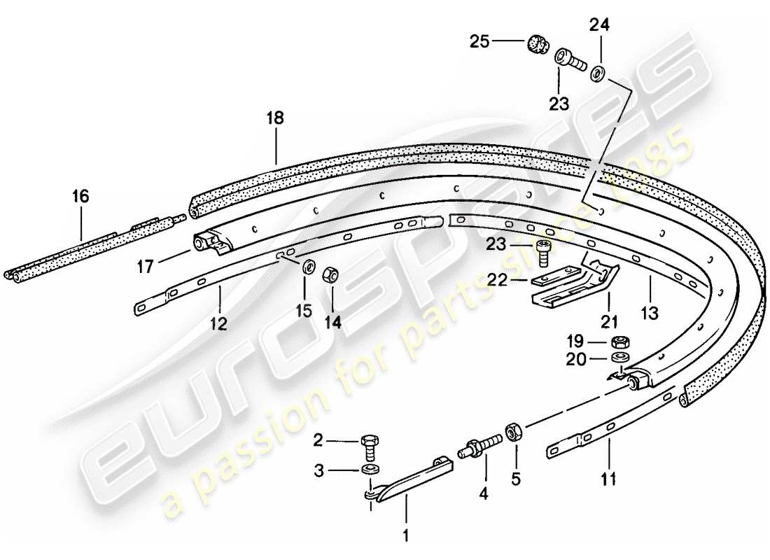 porsche 1985 (911) capote - staffa - parti singole diagramma delle parti