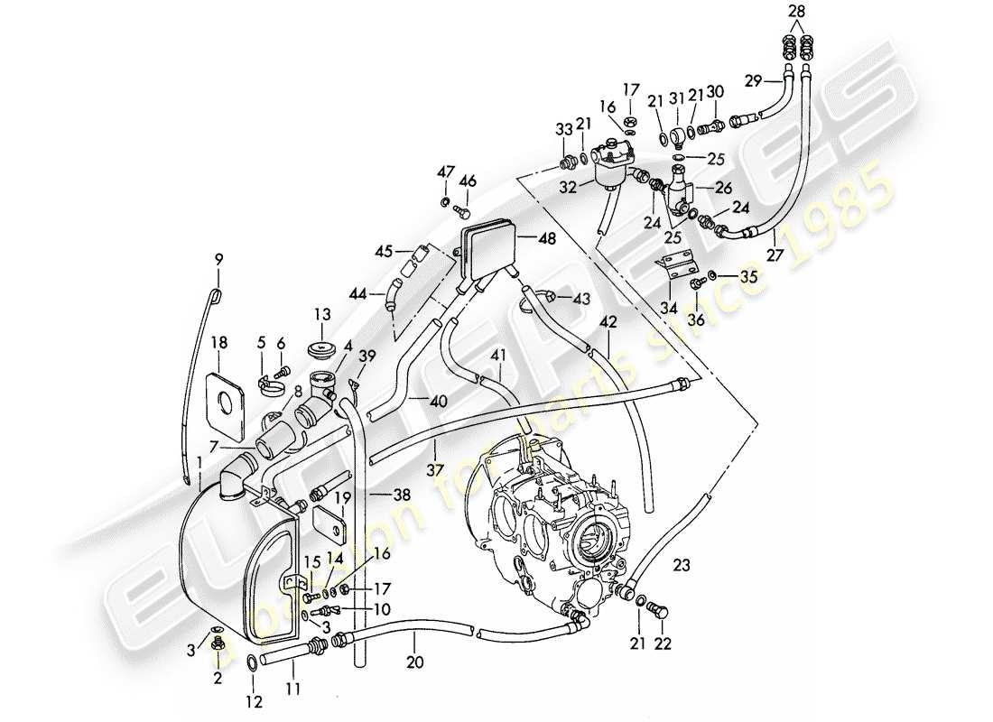 porsche 356b/356c (1965) diagramma delle parti di lubrificazione del motore