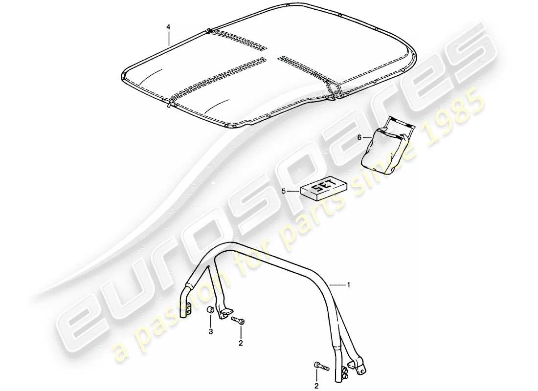porsche 1979 (911) clip copertura - copertura toneau diagramma delle parti