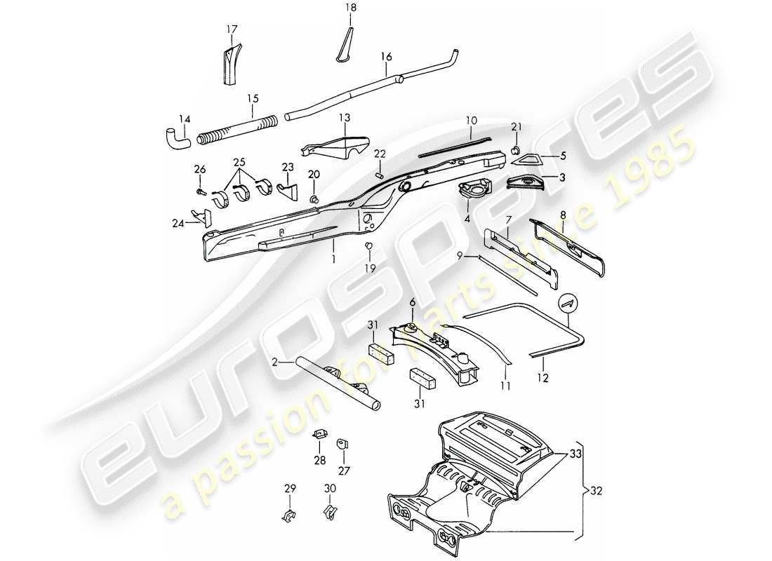 porsche 1966 (911/912) diagramma delle parti del telaio