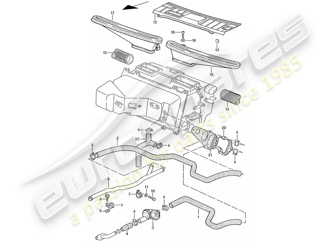 porsche 1989 (928) condizionatore - tubi - ugelli riscaldanti diagramma delle parti
