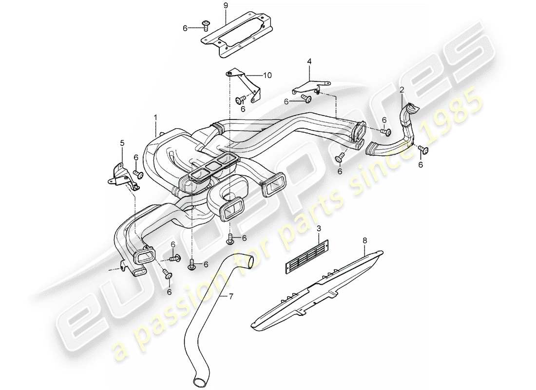 porsche 2005 (carrera gt) riscaldatore - distributore aria diagramma delle parti