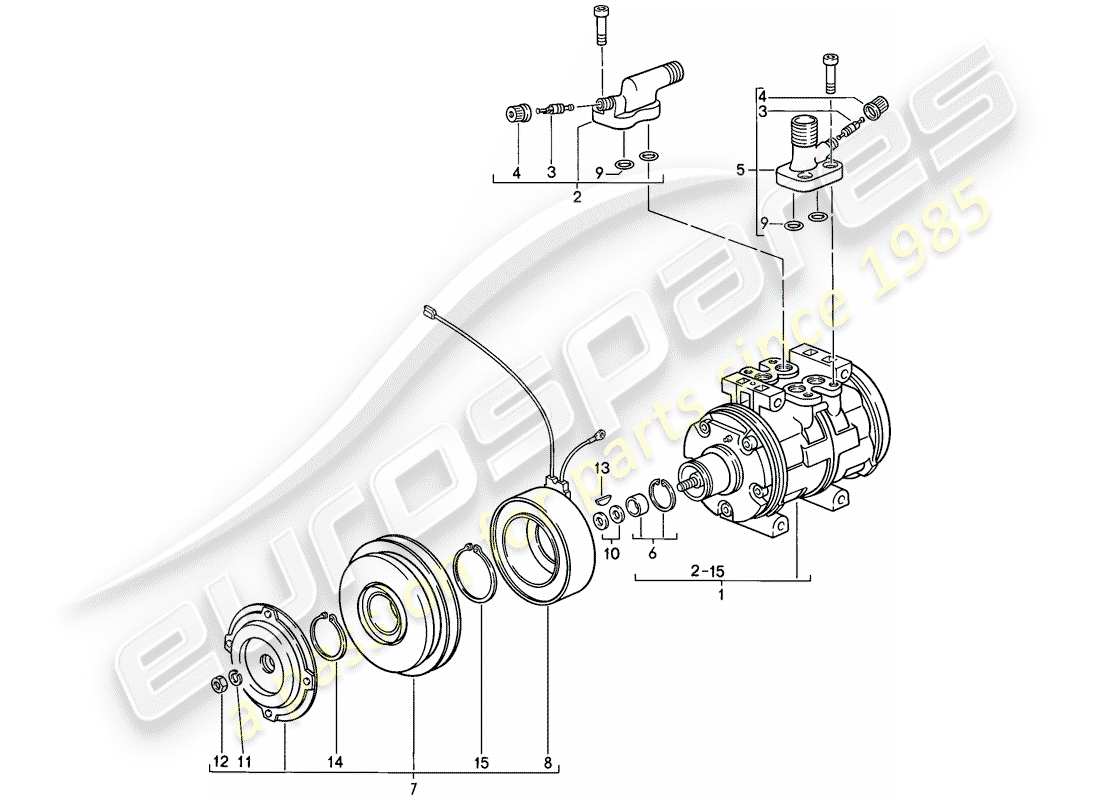 porsche 1988 (911) compressore diagramma delle parti