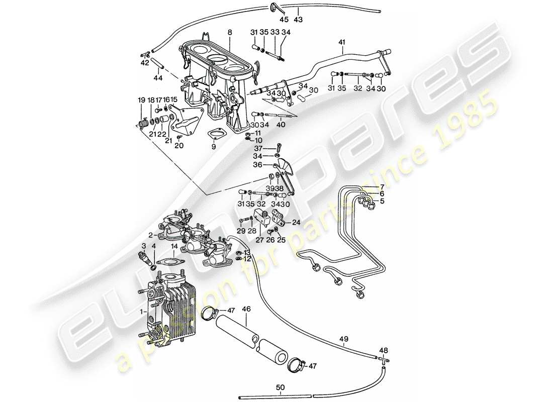 porsche 1976 (911) iniezione meccanica diagramma delle parti