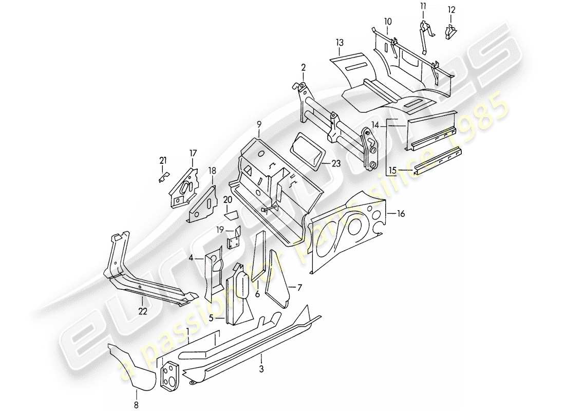 porsche 1952 (356/356a) telaio - parti singole diagramma delle parti