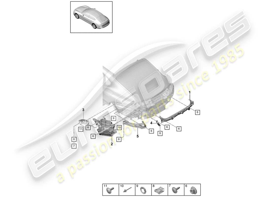 porsche 2019 (panamera 971-1) fissaggi diagramma delle parti