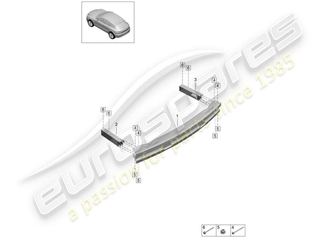 porsche 2019 (macan) staffa paraurti diagramma delle parti