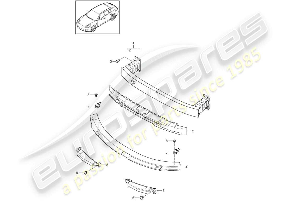 porsche 2010 (cayenne e1 9pa) supporto paraurti anteriore 2nd generazione diagramma delle parti