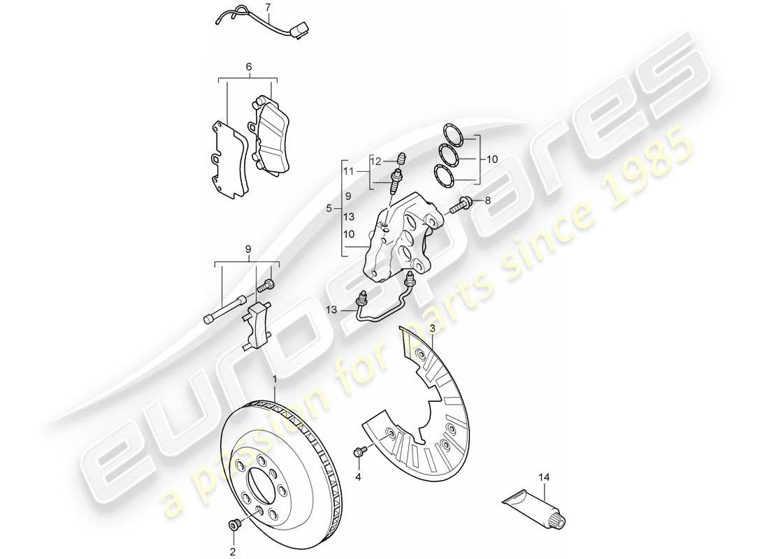 porsche 2010 (cayenne e1 9pa) freni a disco diagramma delle parti