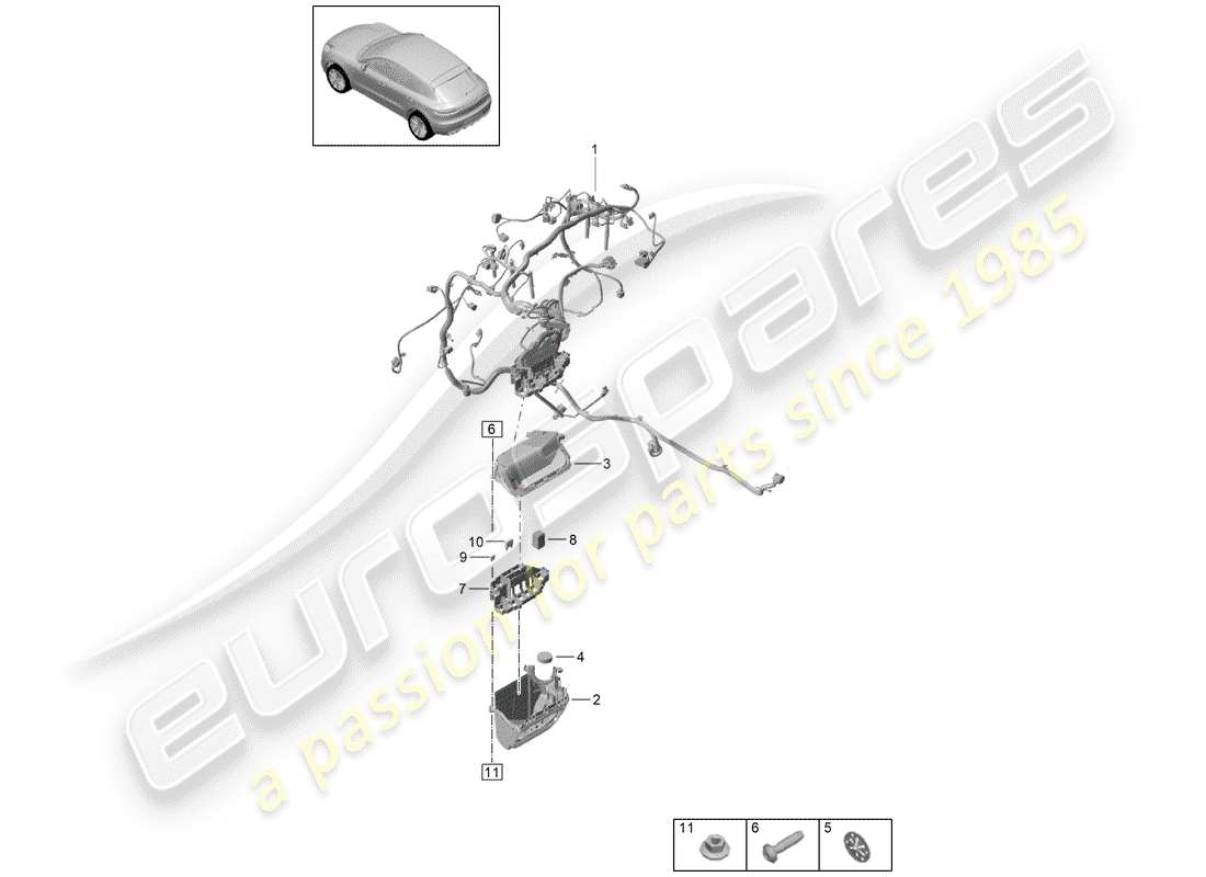 porsche 2019 (macan) imbracatura diagramma delle parti
