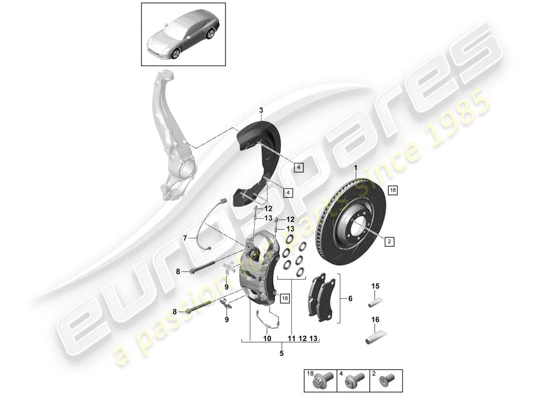 porsche 2019 (panamera 971-1) freni a disco diagramma delle parti