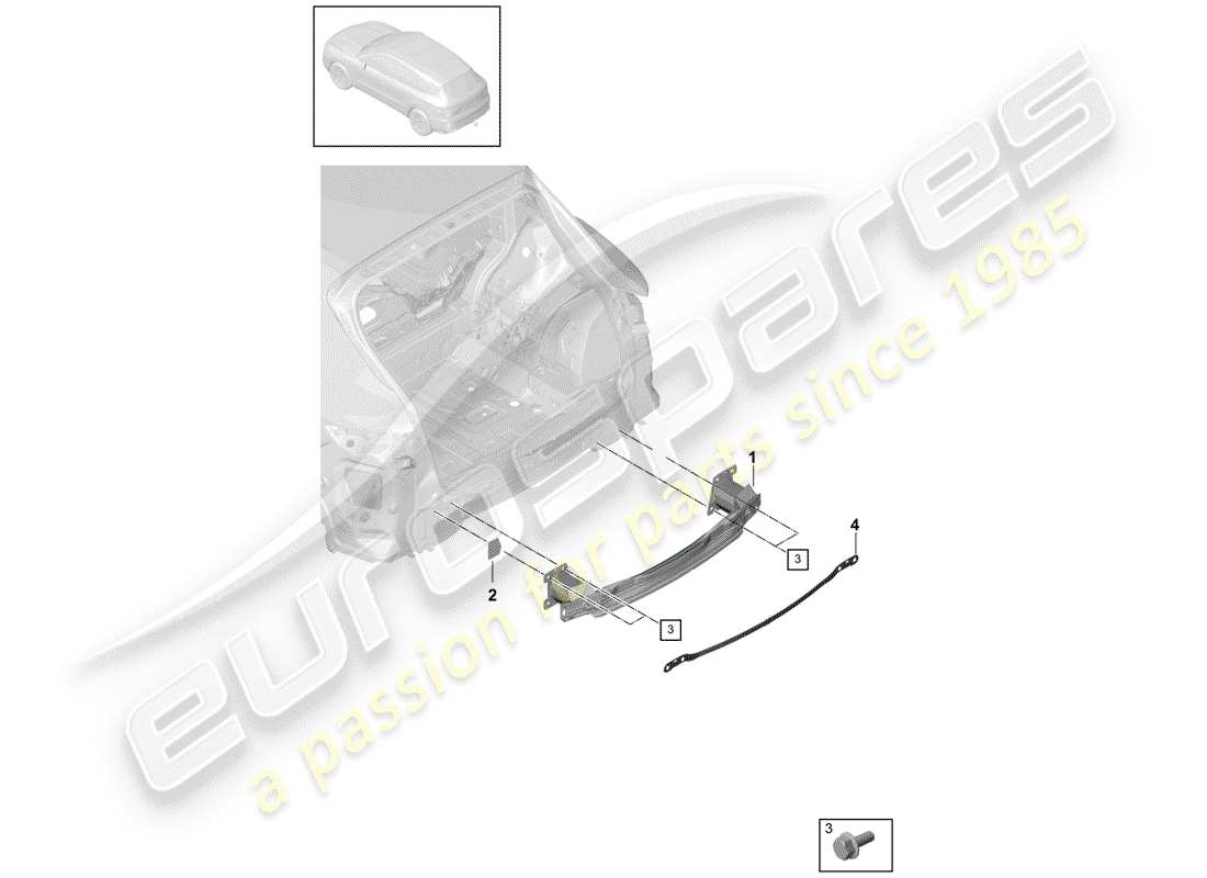 porsche 2020 (cayenne e3 9ya/9yb) staffa paraurti schema delle parti
