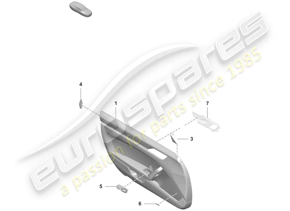 porsche 2019 (992-1) schema delle parti del pannello della porta
