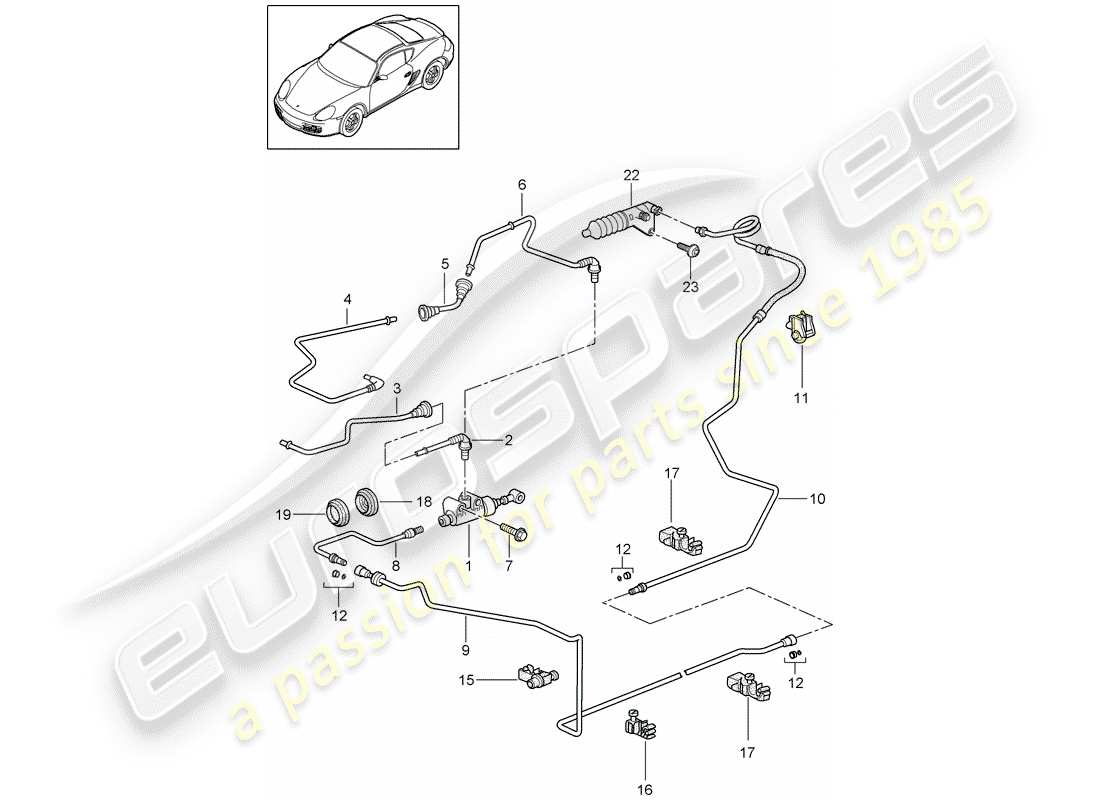 porsche 2011 (987 cayman) frizione idraulica diagramma delle parti